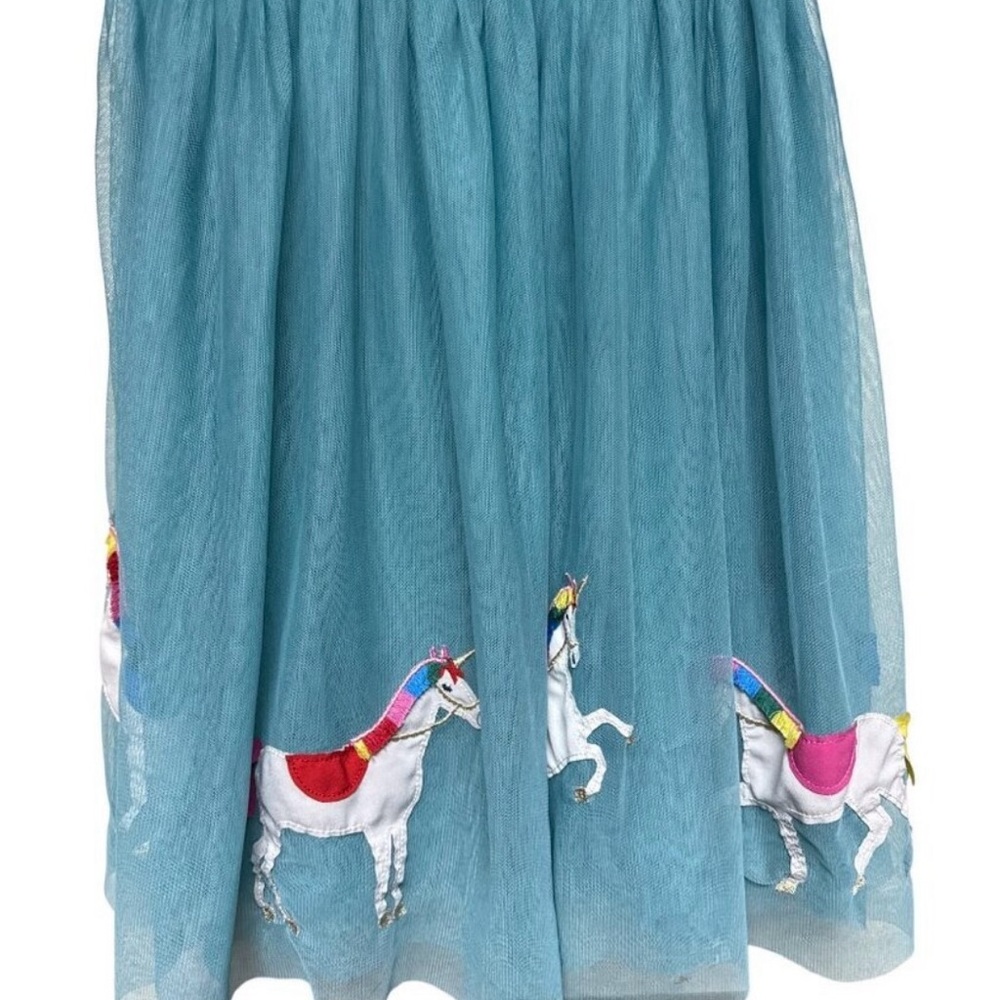Mini Boden Teal Velvet Unicorn Party Dress Size 6-7Y - Picture 4 of 8